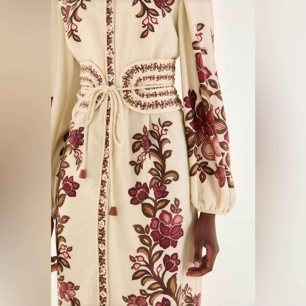 Farm Rio: Sand Renata Floral Long Sleeve
Midi Dress - Picture 3 of 16